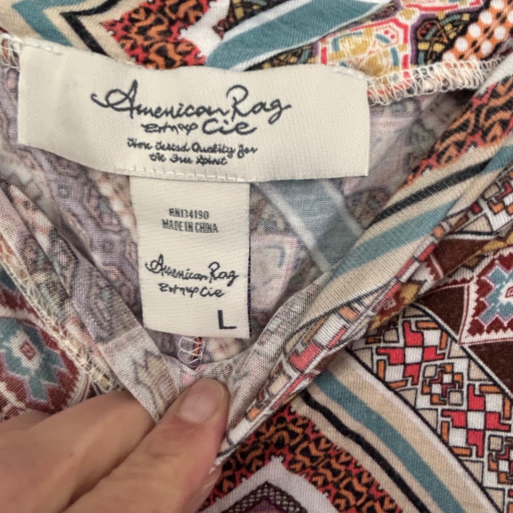 American Rag Cie Womens Geometric Diamond Print Maxi Skirt Boho Multicolor Large - Picture 3 of 8